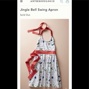 NWOT Anthropologie Jingle Bells Apron